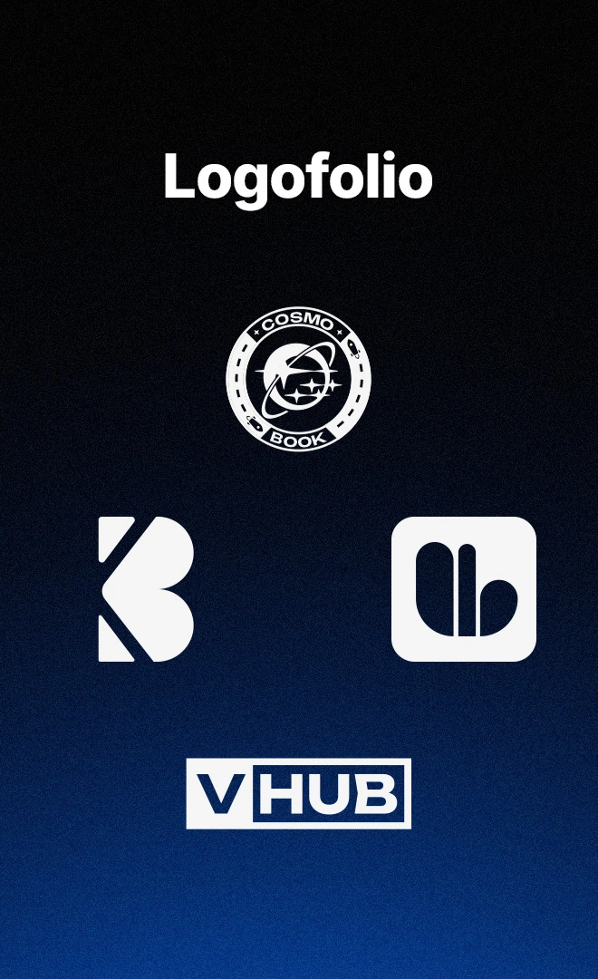 4 sleek logos on a blue background